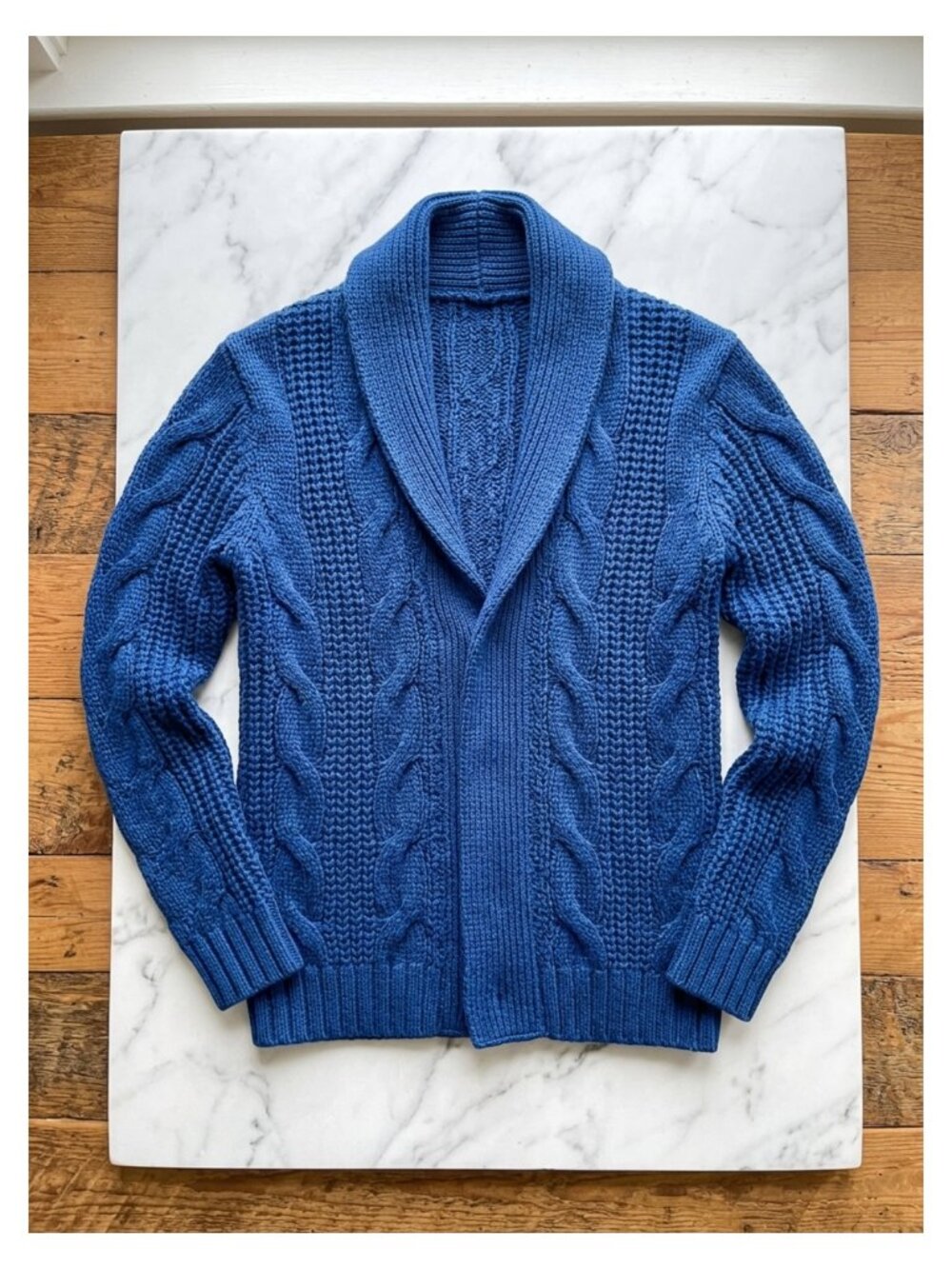 Men's Cable Knit Shawl Collar Cardigan Sweater Button Front
